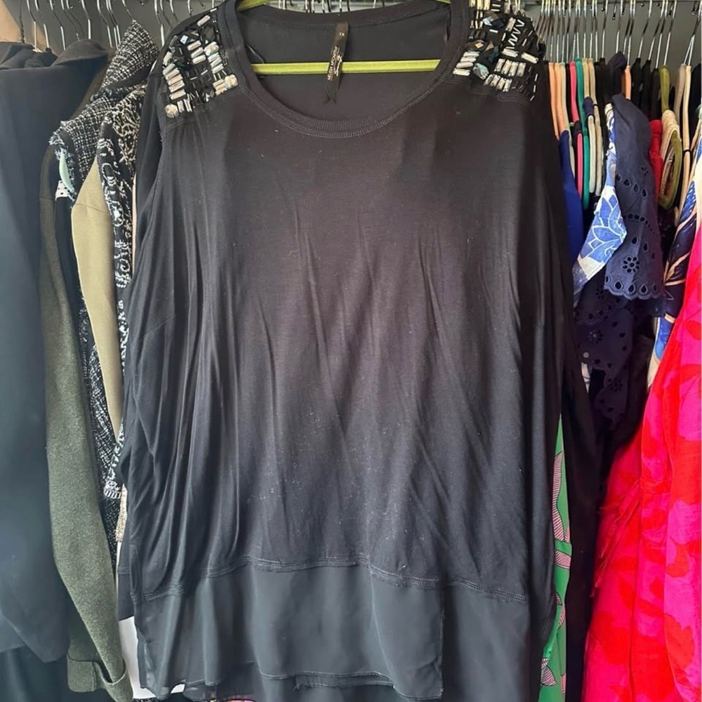 Melissa McCarthy Black Embellished Blouse